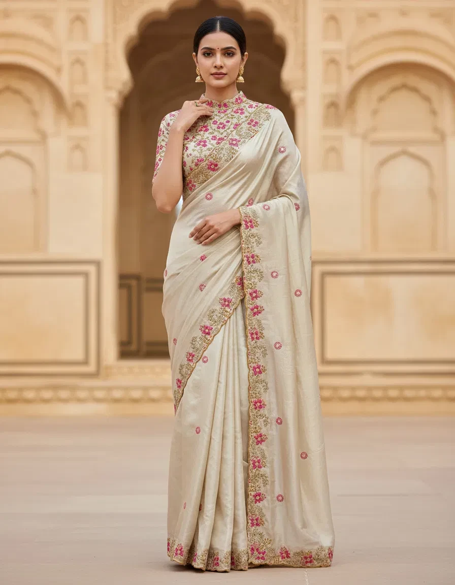 Mahek 218 Jimmy Choo Embroidery Worked Designer Saree Collection