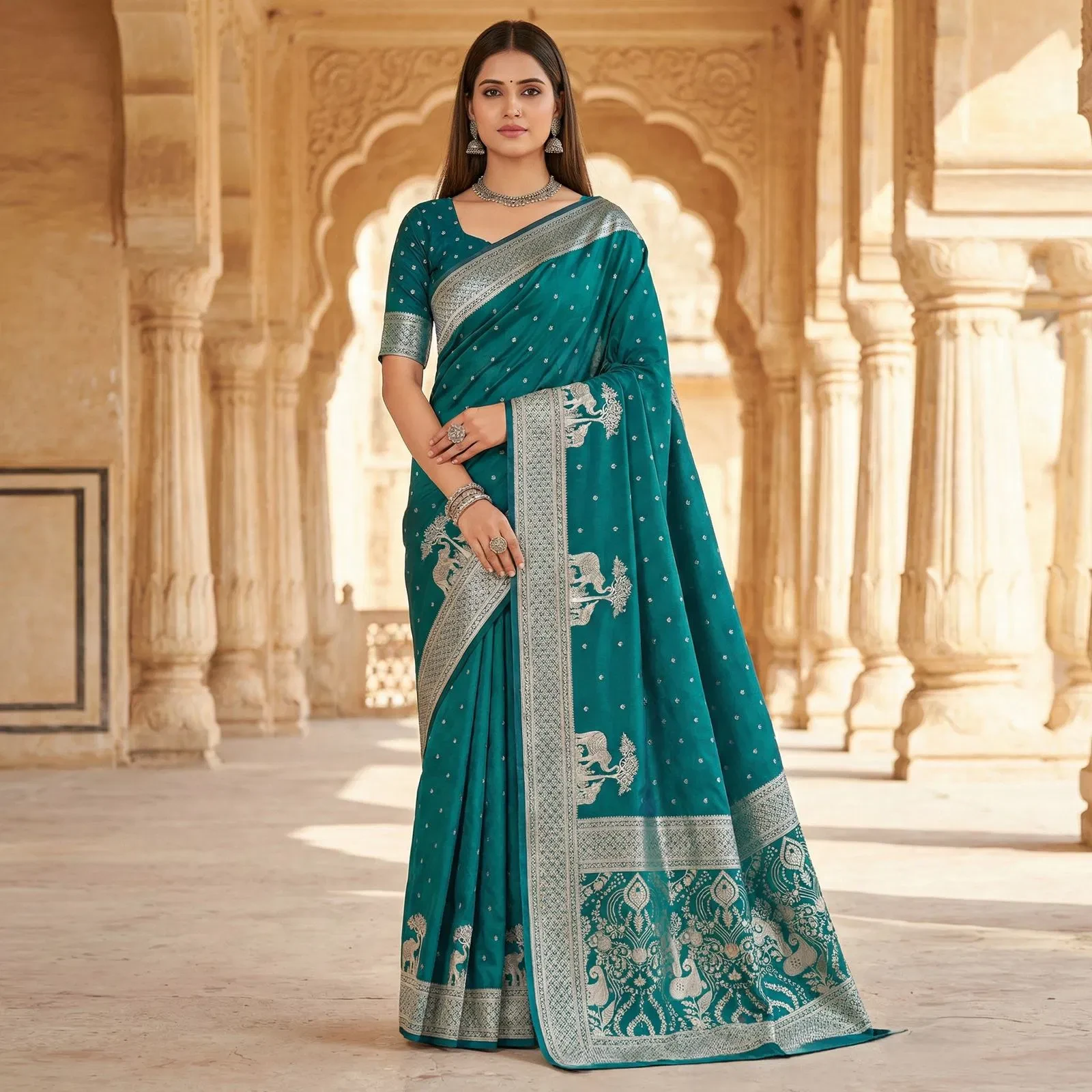 Mb 25 Gajraj Pure Banarasi Silk Zari Motifs Saree Callection