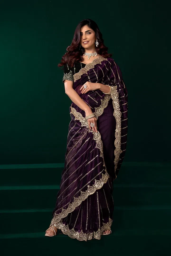 Meera 331 Net Sequence Embroidery Worked Party Wear Saree Collection