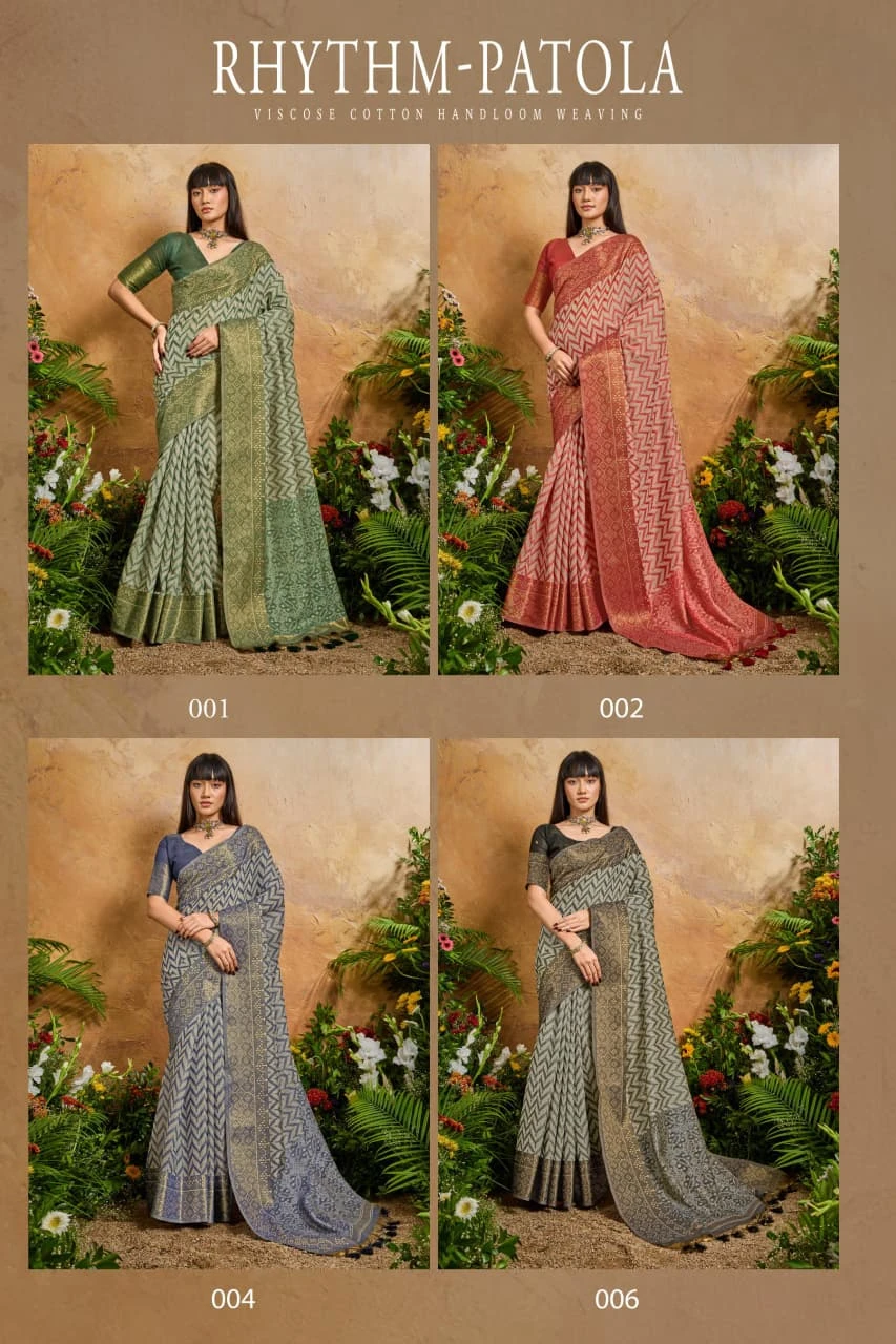Rhythm Patola Viscose Cotton Handloom Weaving Saree Collection - Image 6
