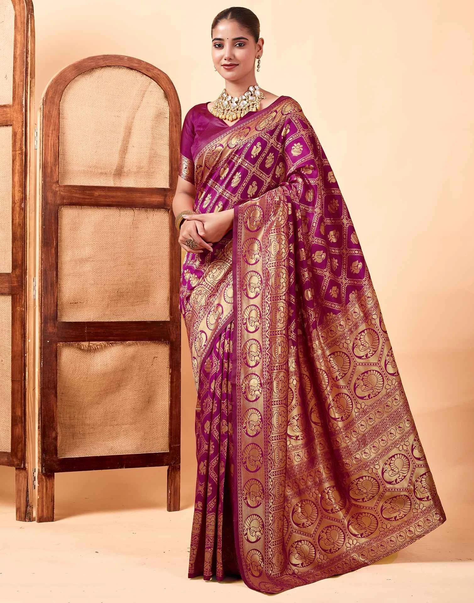Sm 9017 Gajri Silk Woven Work Saree Collection