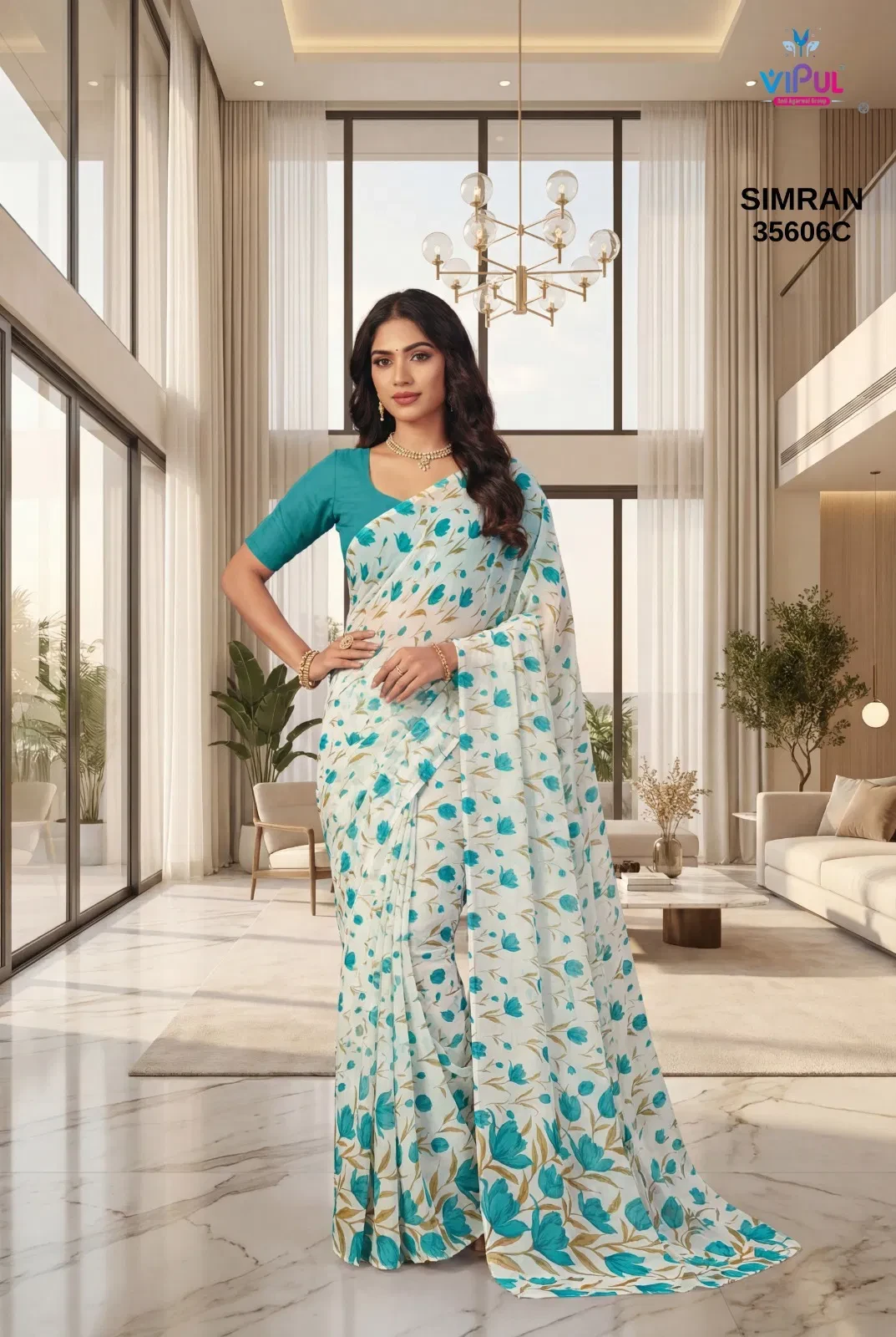 Vipul Simran 35606 a to F Georgette Printed Saree Collection - Image 3