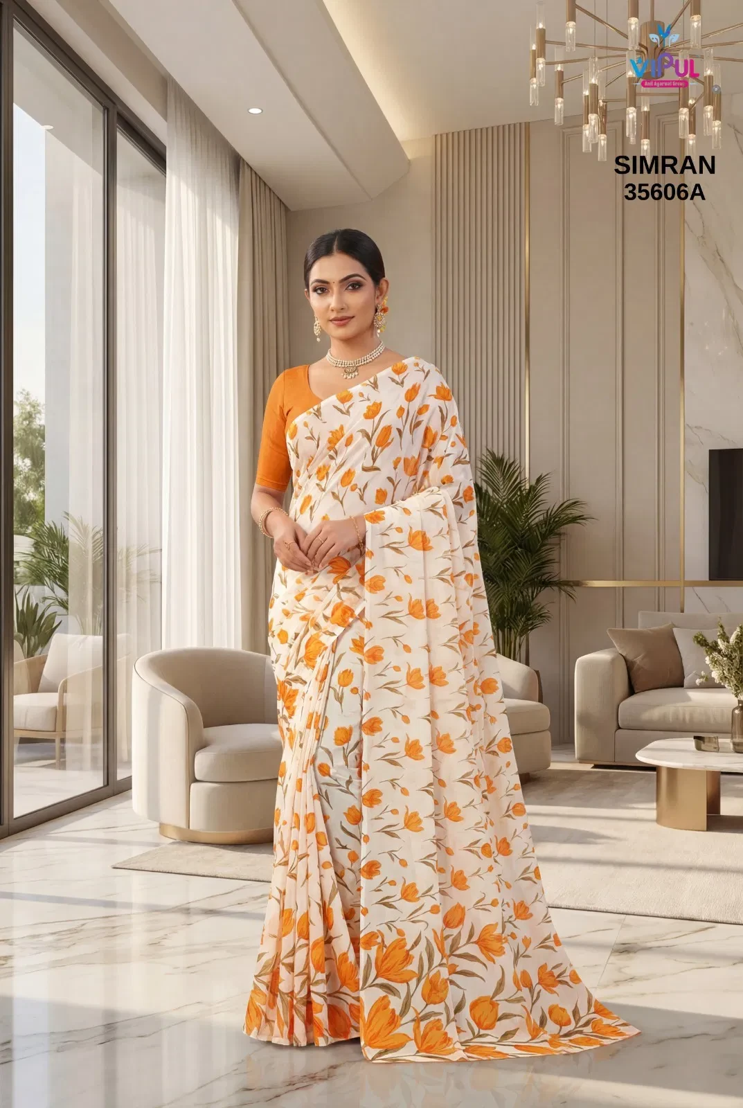 Vipul Simran 35606 a to F Georgette Printed Saree Collection - Image 5