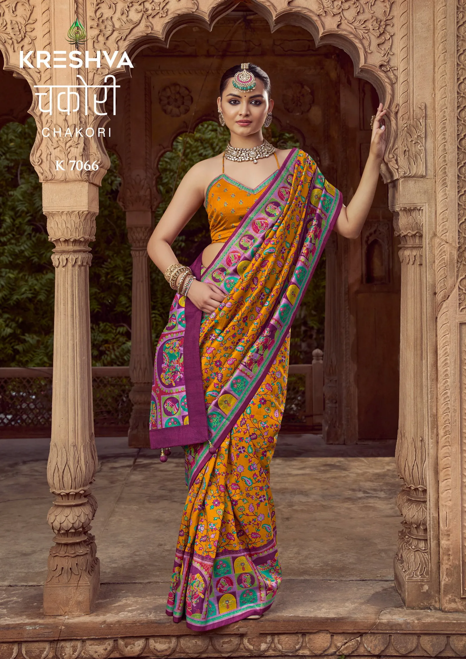 Kreshva Chakori P V Silk Printed Traditional Saree Collection