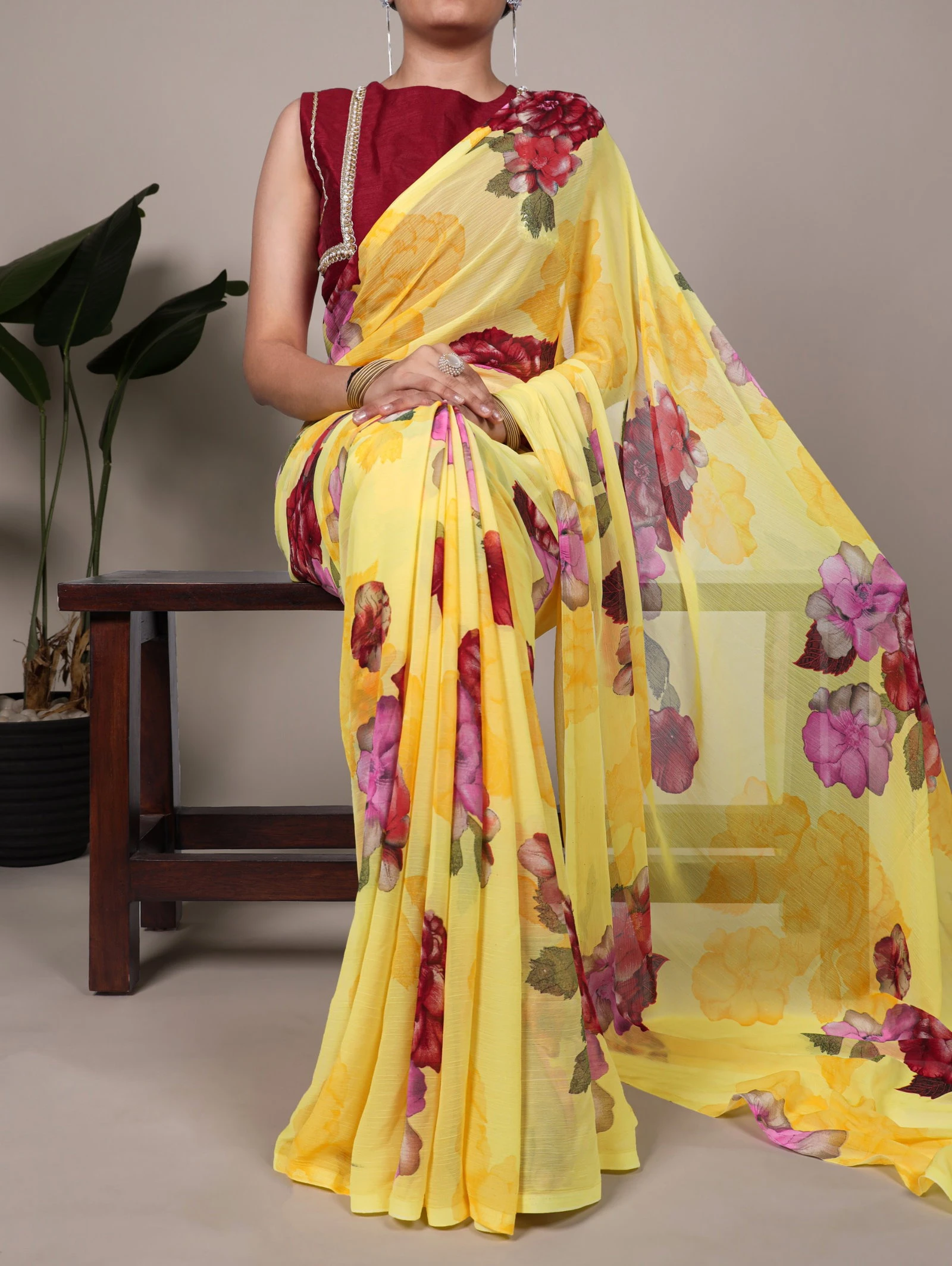 Taraa L 7009 Chiffon Floral Printed Saree Collection